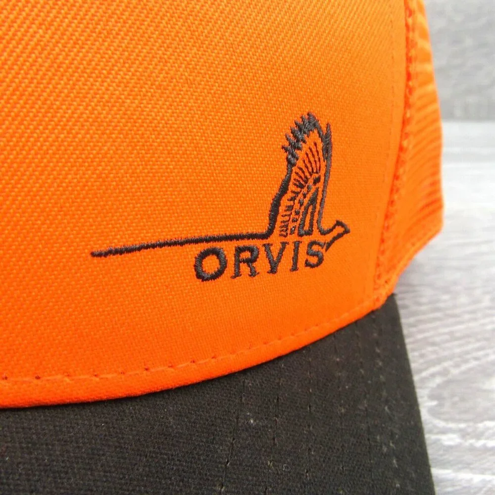 Orvis Pheasant Logo Orange Mesh Trucker Hat Cap Men's Snapback NEW - Picture 5 of 13